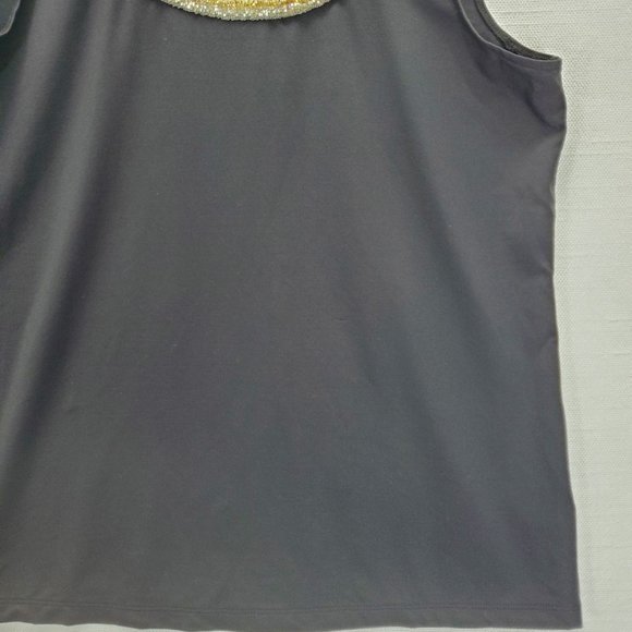 Chicos Black Nylon Bedazzled Neckline Tank Top, sz 2 (12/Medium) Sleeveless - Picture 7 of 9